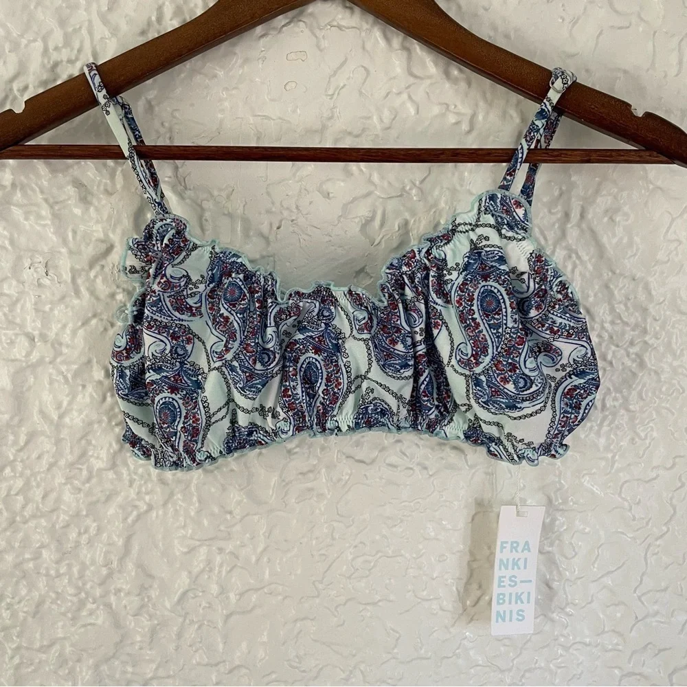 Frankies Bikinis NWT Arabelle Shine Bralette Bikini Top Large Paradiso Paisley
